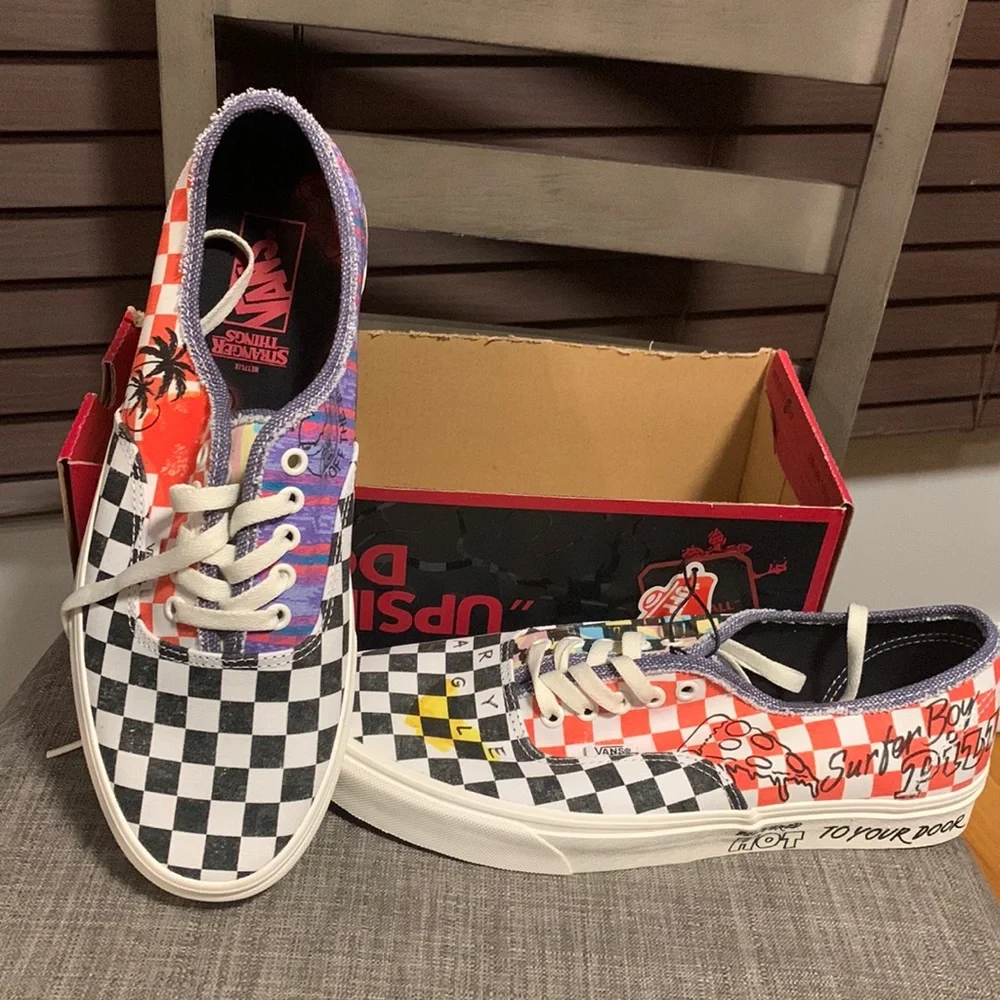 Stranger Things Vans - Surfer Boy Pizza Checkerboard Shoes - Picture 1 of 8